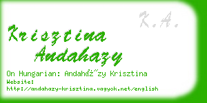 krisztina andahazy business card